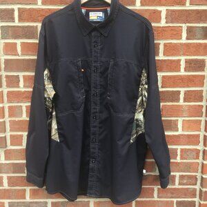 Magellan Outdoors Shirt Mens XL Black Camo Semi-Fitted Hunt Gear Mag Cool